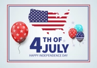 4th of July USA Map Greeting Card Carte postale template