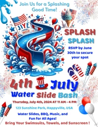 4TH OF JULY WATER SLIDE BASH INVITES FLYER Volantino (US Letter) template
