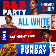 4th of July Weekend Party Flyer Bundle | R&B Night, All White Party, Saturday Night Live & Sunday Fu Instagram na Post template