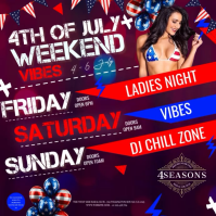 4th of July Weekend Party Square Video Persegi (1:1) template