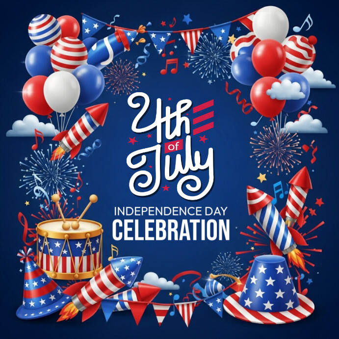 4th of July wish Quadrado (1:1) template