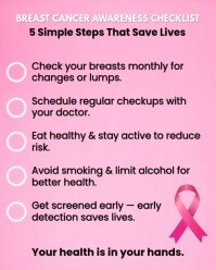 Red Breast Cancer Awareness Checklist Instagram Portrait Template