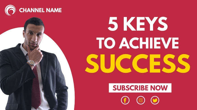 5 keys to achieve success youtube thumbnail d template
