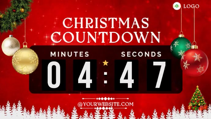 5 Minutes Christmas Countdown Timer Video Template  Digital Display (16:9)