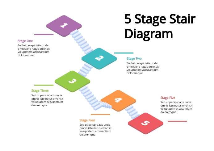 5 Steps Stair Diagram Business Stages A4 template
