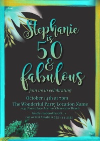 50 & Fabulous Birthday Invitation A6 template