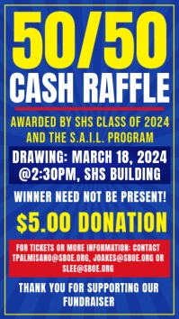 50/50 raffle cash Instagram Story template