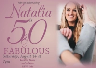 50 and Fabulous Birthday Postcard template