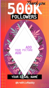 500K followers Pantalla Digital (9:16) template