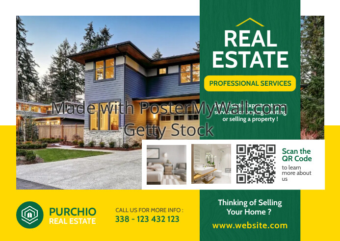 real estate postcard template design green wh