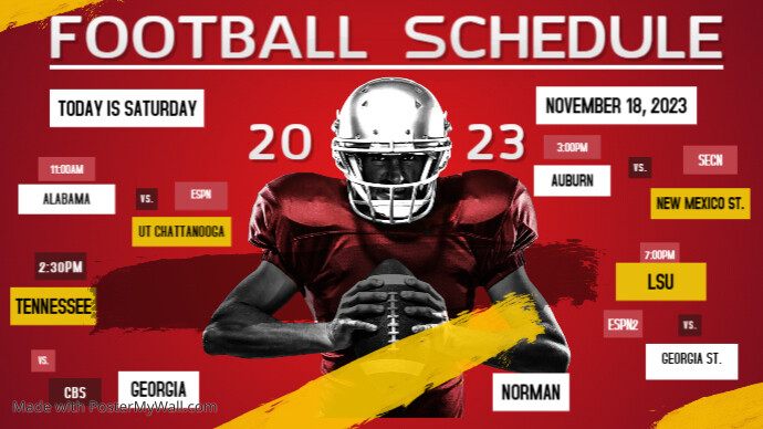 Red Football Digital Display Schedule | PosterMyWall
