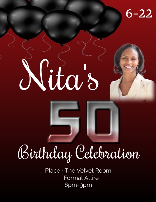 50th birthday Volante (Carta US) template