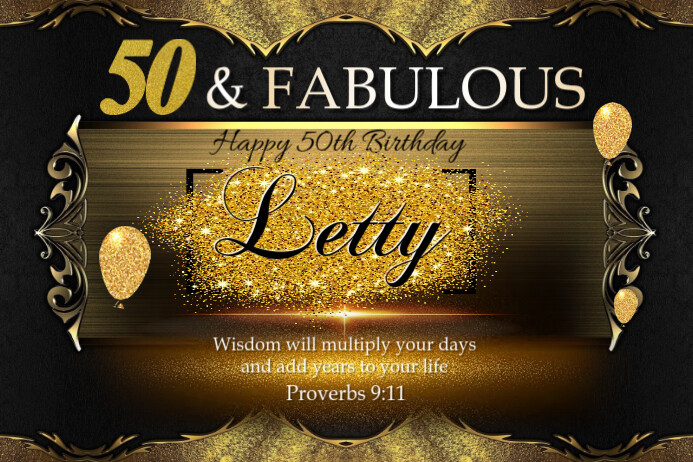 50th Birthday แบนเนอร์ 4' × 6' template