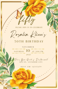 50TH BIRTHDAY INVITATION CARD Half Page Wide template