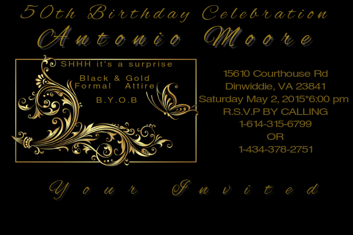 50th Birthday Invite Cartaz template