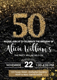 50th Birthday Party Invitation A6 template