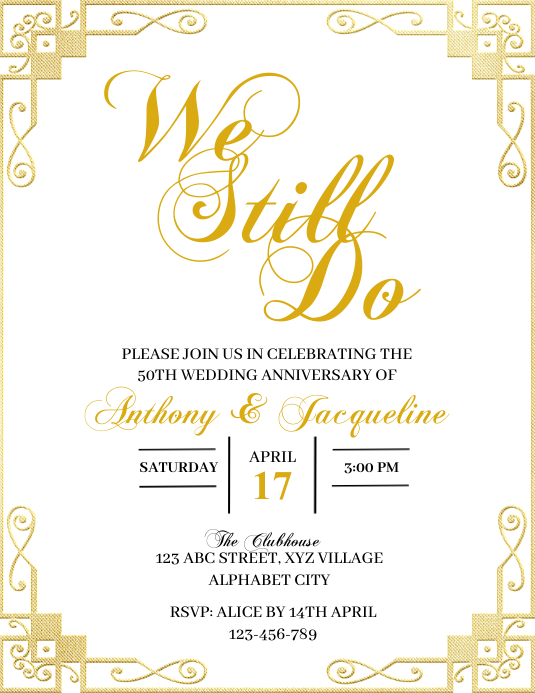 50th Wedding Anniversary Invitation Template PosterMyWall