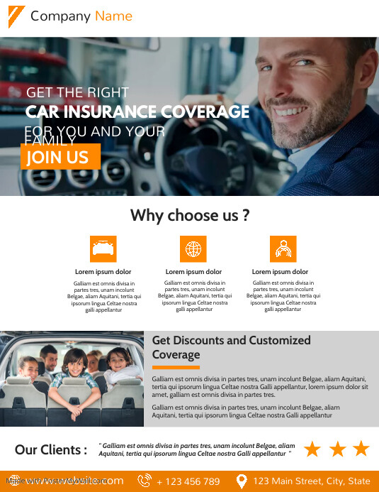 Car insurance coverage white and orange color