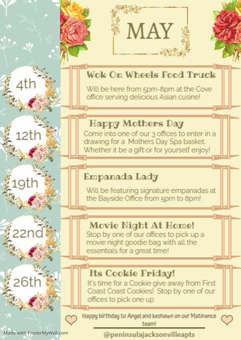 MAY SCHEDULE TEMPLATE PosterMyWall