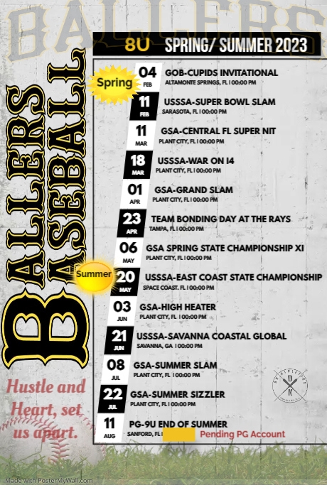 BASEBALL TEAM SCHEDULE | PosterMyWall