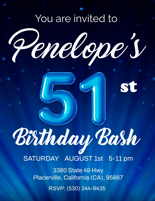 51st birthday Flyer (US Letter) template