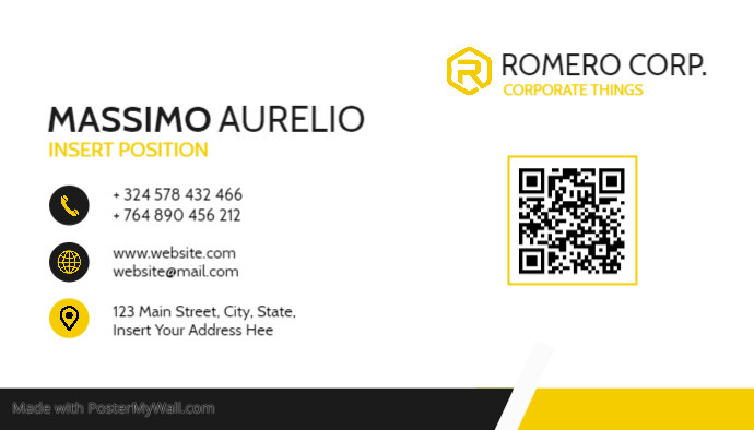 corporate bicolor business card yellow and bl