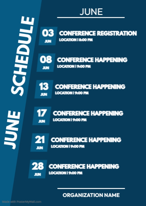 JUNE SCHEDULE TEMPLATE PosterMyWall