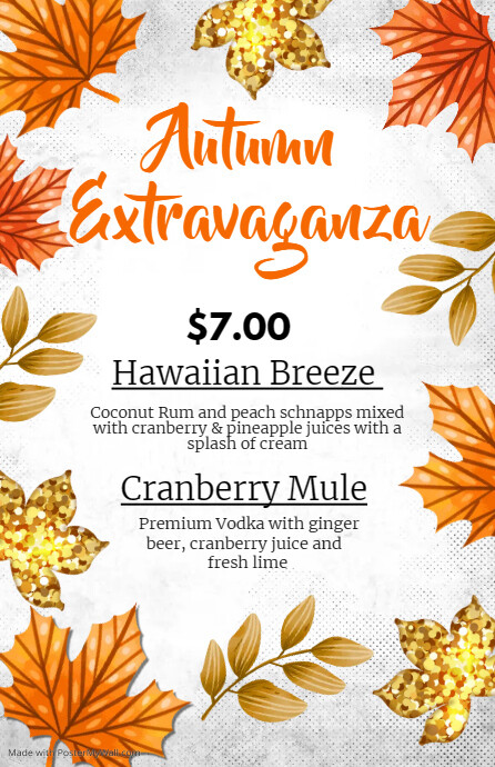Copy of fall menu, autumn menu | PosterMyWall