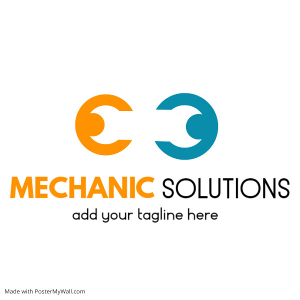 Repair shop logo orange and blue