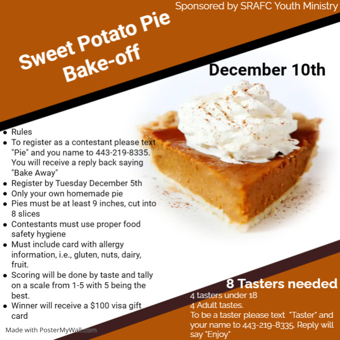 Pie Back Off Copy of Sweet Potato Pie Bake-off (1) | PosterMyWall
