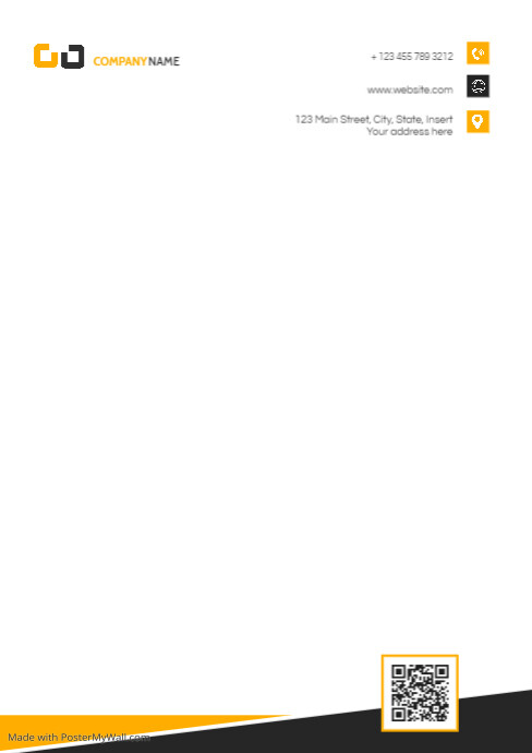 yellow and black modern letterhead template