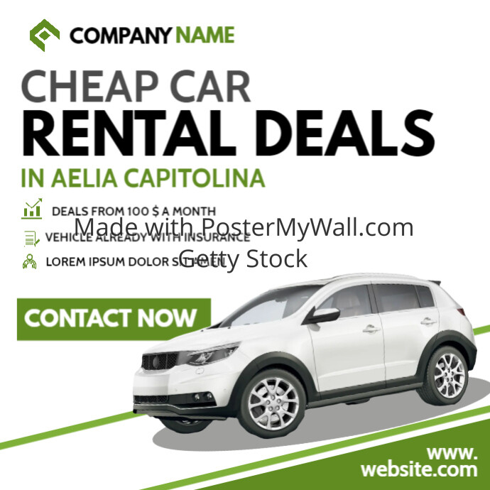 car rental services deal advertismeent instag