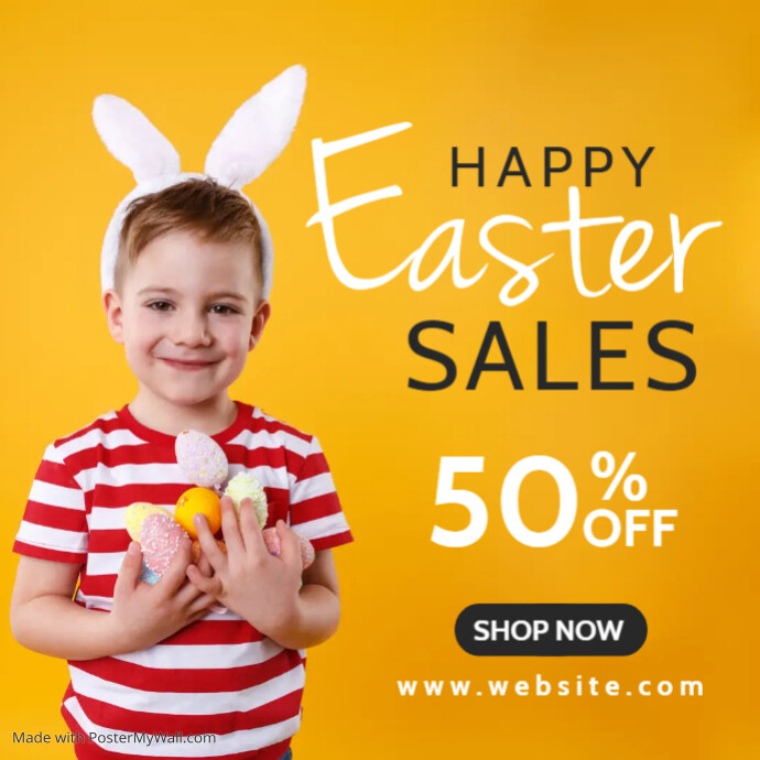 happy easter sales advertising up to 50% off