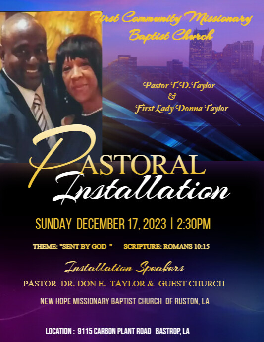Pastoral Installation Flyer | PosterMyWall