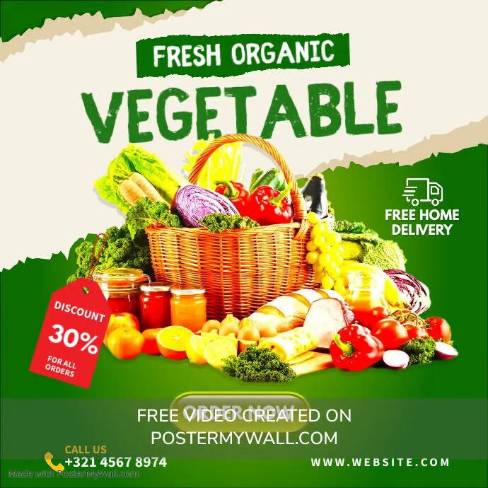 Fresh organic vegetable flyer