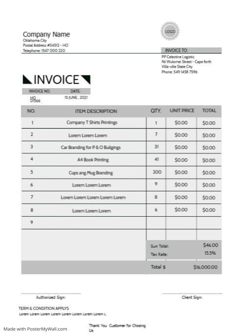 Invoice Receipt template 7 | PosterMyWall