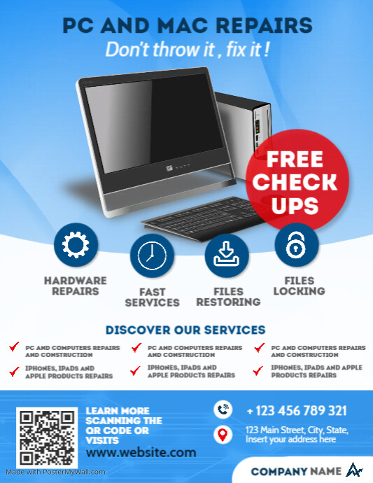 pc and mac repairs advertisement flyer