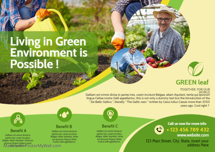 Green life environment business postcard temp