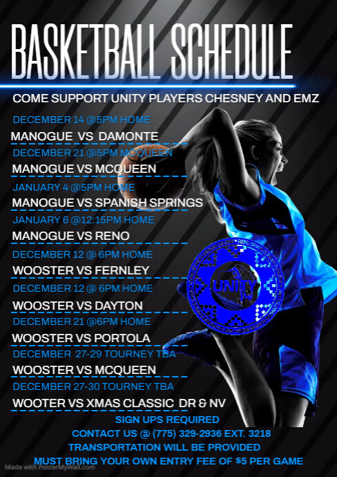 Basketball Schedule PosterMyWall
