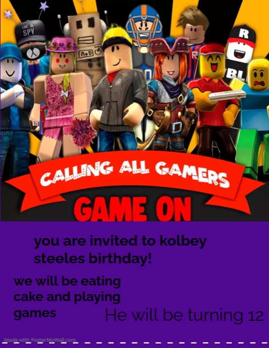 ROBLOX BOY BIRTHDAY INVITATION | PosterMyWall