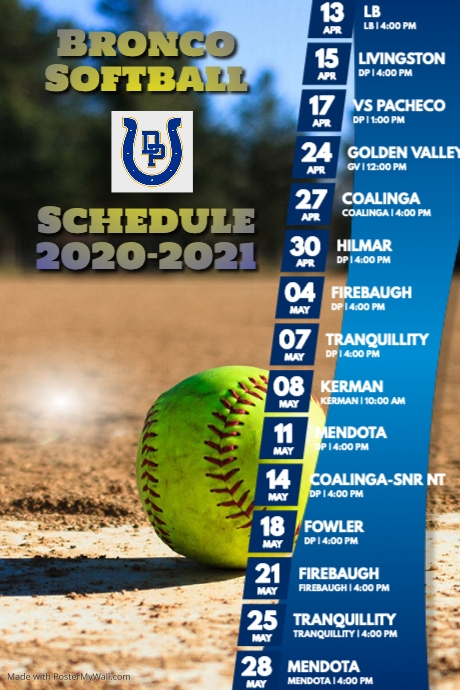 Softball Schedule 2020 2021 PosterMyWall