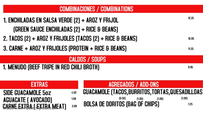 combo menu | PosterMyWall