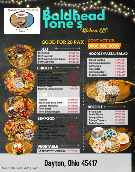 Copy of Tres Kitchen Long Menu List | PosterMyWall