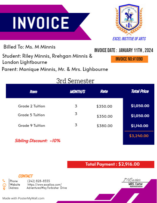 Copy of Invoice & Discount | PosterMyWall