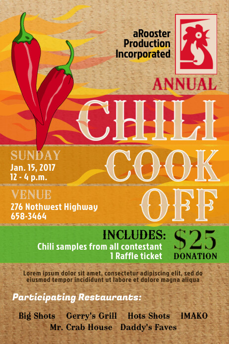 Chili Cook Off Poster Template | PosterMyWall