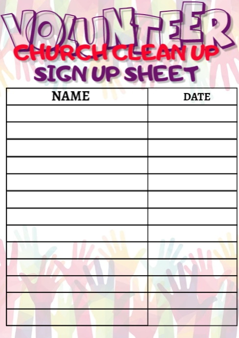 Volunteers Sign up Sheet Template | PosterMyWall Volunteers Sign up Sheet Template | PosterMyWall