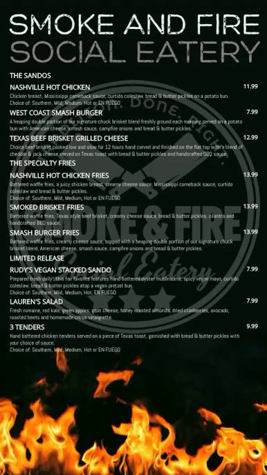 Smoke and Fire MENU 1st page | PosterMyWall