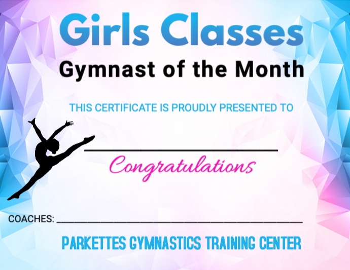 Girls classes gymnast of the month Flyer (US Letter) template