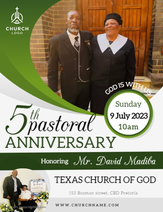 Green Pastor Anniversary Flyer | PosterMyWall