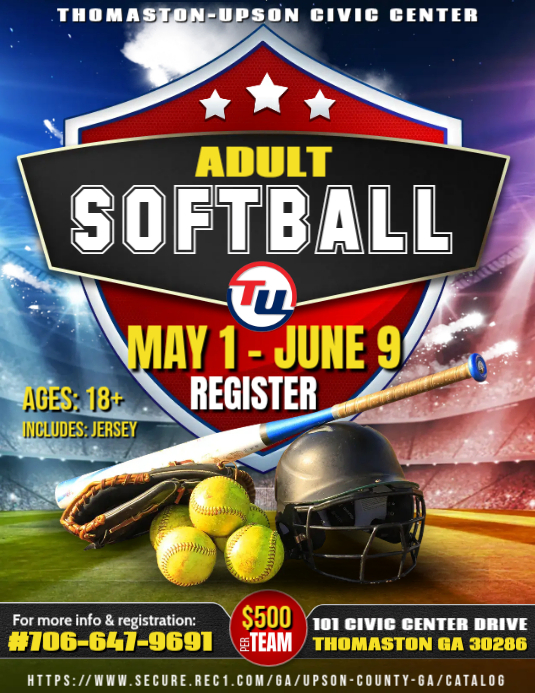 Red Softball Tournament Flyer Template